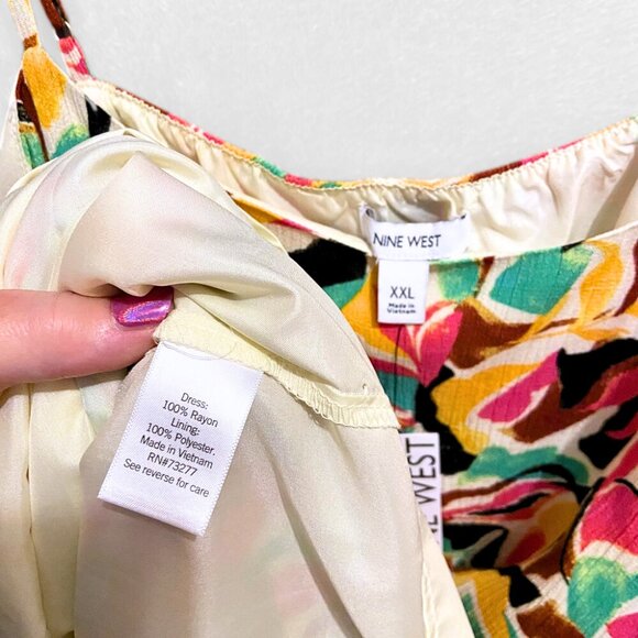 Nine West Grove Palm Floral Sundress Fit and Flare Dress Size XXL - Picture 4 of 5